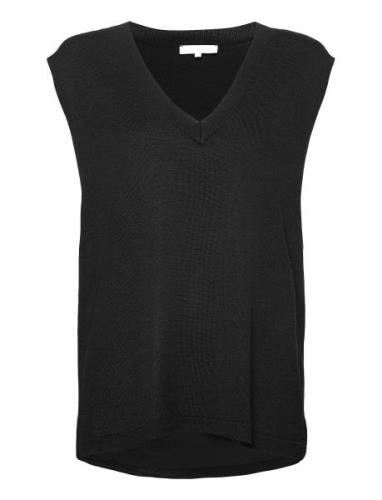 Srmarla V-Neck Loose Fit Knit Vest Vests Knitted Vests Black Soft Rebe...