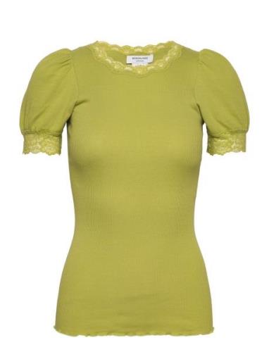 Organic T-Shirt W/ Lace Tops T-shirts & Tops Short-sleeved Green Rosem...