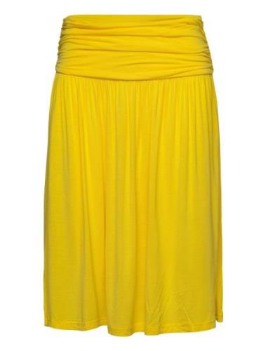 Skirt Polvipituinen Hame Yellow Rosemunde