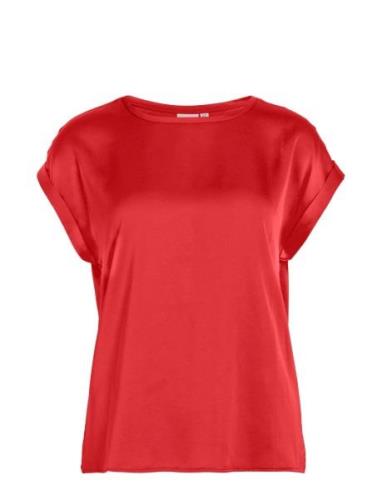 Viellette S/S Satin Top - Noos Tops T-shirts & Tops Short-sleeved Red ...