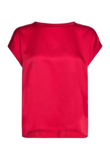 Viellette S/S Satin Top - Noos Tops T-shirts & Tops Short-sleeved Red ...