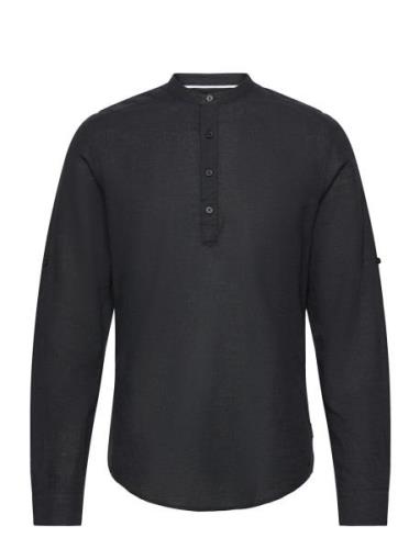 Onscaiden Ls Halfplackt Linen Shirt Noos Tops Shirts Casual Black ONLY...