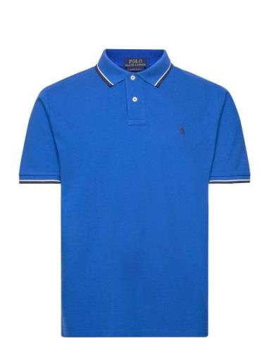 Custom Slim Fit Mesh Polo Shirt Tops Polos Short-sleeved Blue Polo Ral...