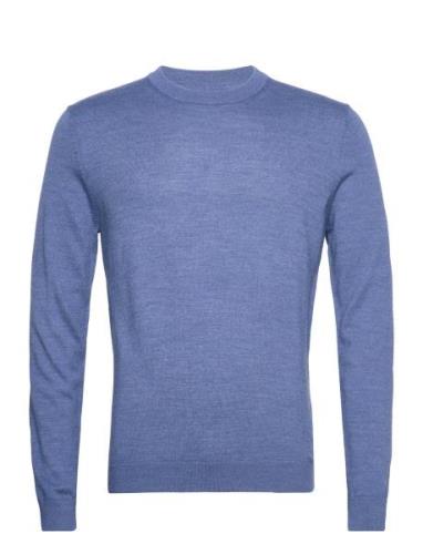 Slhtown Merino Coolmax Knit Crew Noos Tops Knitwear Round Necks Blue S...