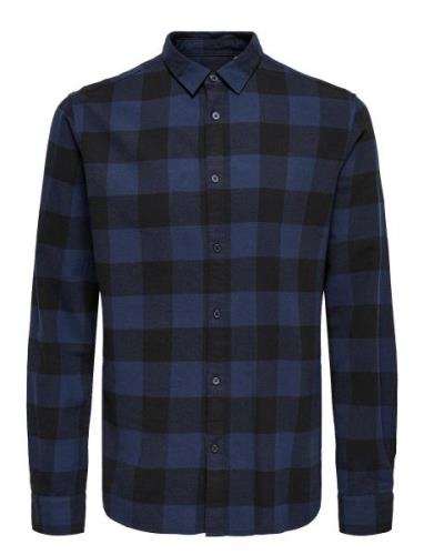 Onsgudmund Ls Checked Shirt Tops Shirts Casual Blue ONLY & SONS