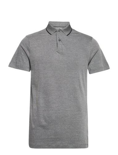 Slhleroy Ss Polo Noos Tops Polos Short-sleeved Grey Selected Homme