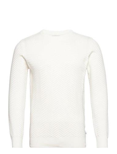 Carlo Cotton Knit Tops Knitwear Round Necks White Kronstadt