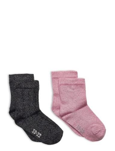 Ankle Sock W. Lurex Sukat Pink Minymo