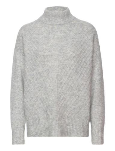 Slfsif Sisse Ls Knit Highneck B Tops Knitwear Turtleneck Grey Selected...