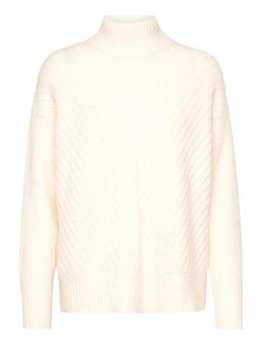 Slfsif Sisse Ls Knit Highneck B Tops Knitwear Turtleneck White Selecte...