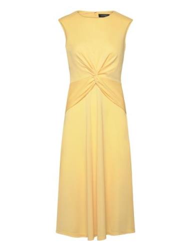 Twist-Front Jersey Dress Polvipituinen Mekko Yellow Lauren Ralph Laure...