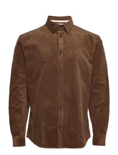 Akleif Corduroy Shirt Tops Shirts Casual Brown Anerkjendt