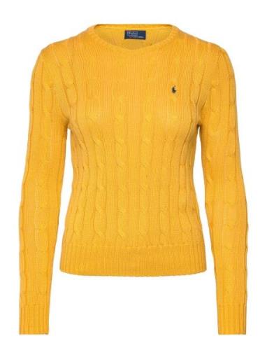 Cable-Knit Cotton Crewneck Sweater Tops Knitwear Jumpers Yellow Polo R...