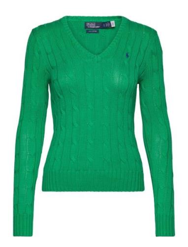 Cable-Knit Cotton V-Neck Sweater Tops Knitwear Jumpers Green Polo Ralp...