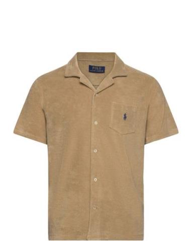 Terry Camp Shirt Tops Shirts Short-sleeved Beige Polo Ralph Lauren