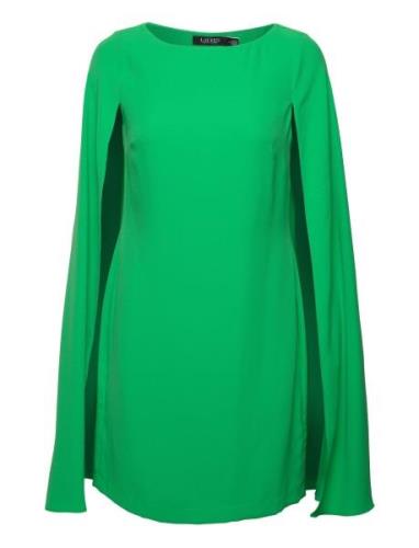 Cape Georgette Cocktail Dress Lyhyt Mekko Green Lauren Ralph Lauren