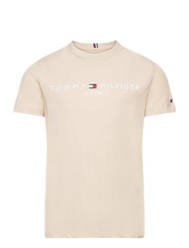 U Essential Tee S/S Tops T-shirts Short-sleeved Cream Tommy Hilfiger