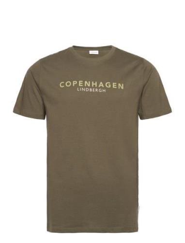 Copenhagen Print Tee S/S Tops T-shirts Short-sleeved Green Lindbergh