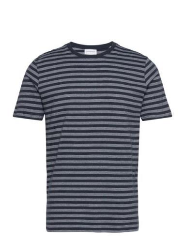 Striped Tee S/S Tops T-shirts Short-sleeved Navy Lindbergh