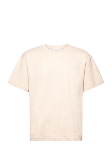 Crew T-Shirt Tops T-shirts Short-sleeved Cream Les Deux