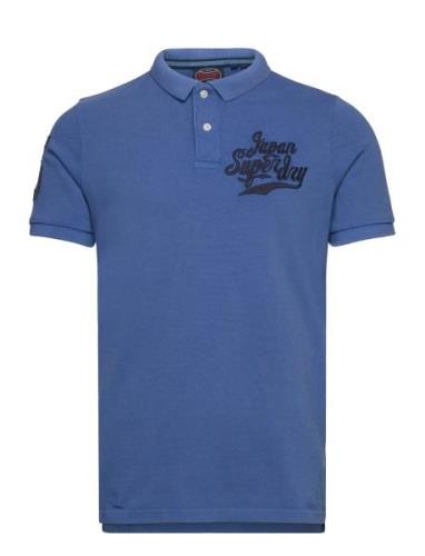 Applique Classic Fit Polo Tops Polos Short-sleeved Blue Superdry