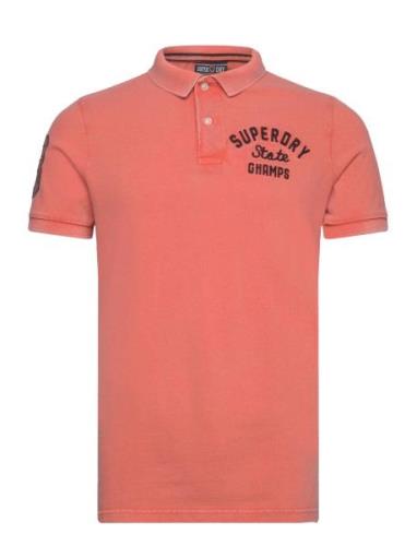 Applique Classic Fit Polo Tops Polos Short-sleeved Pink Superdry