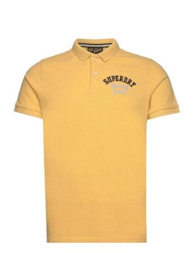 Applique Classic Fit Polo Tops Polos Short-sleeved Yellow Superdry