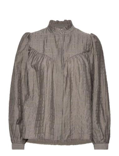 Lr-Astrid Tops Blouses Long-sleeved Brown Levete Room