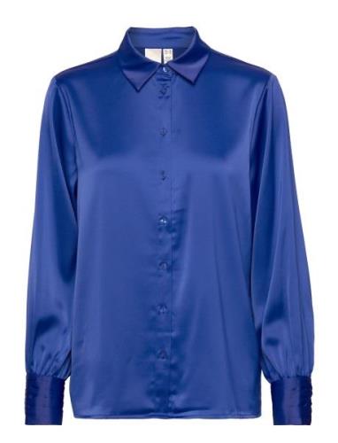 Yaspella Ls Shirt S. Noos Tops Shirts Long-sleeved Blue YAS