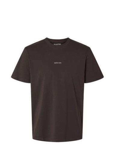 Slhaspen Print Ss O-Neck Tee Noos Tops T-shirts Short-sleeved Brown Se...