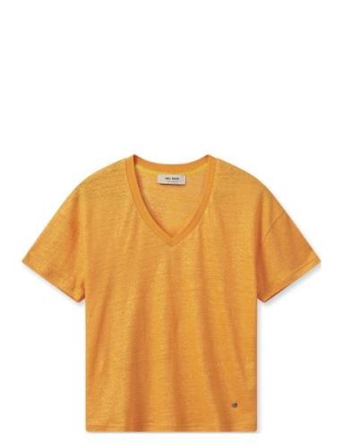 Casa V-Ss Foil Tee Tops T-shirts & Tops Short-sleeved Orange MOS MOSH