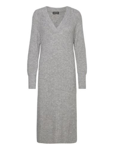 Slrakel V-Neck Dress Polvipituinen Mekko Grey Soaked In Luxury