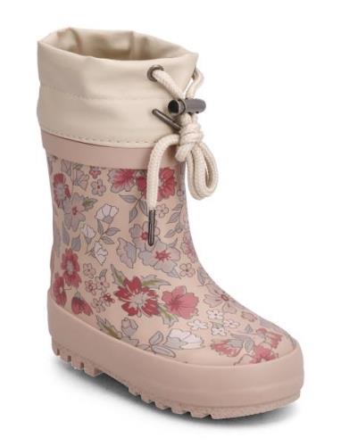 Thermo Rubber Boot Print Shoes Rubberboots High Rubberboots Pink Wheat