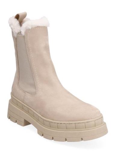 Women Boots Shoes Boots Ankle Boots Ankle Boots Flat Heel Beige Tamari...