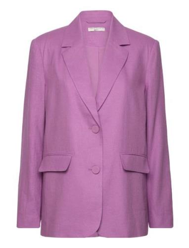 Sanna Linen Blazer Blazers Single Breasted Blazers Purple Gina Tricot