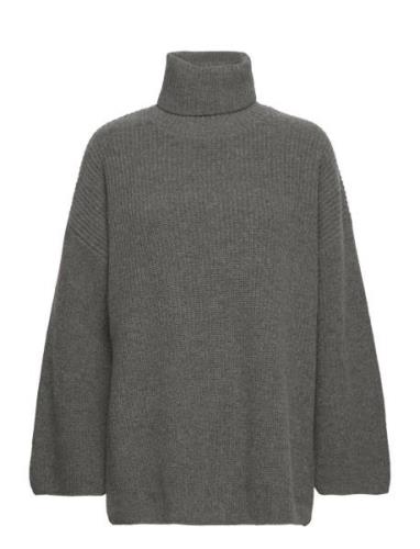 Slfmary Ls Long Knit Roll Neck Tops Knitwear Turtleneck Grey Selected ...