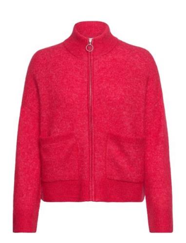 Slfsia Ras Ls Knit Zipper Cardigan Noos Tops Knitwear Cardigans Red Se...