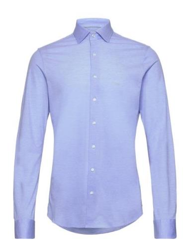 Solid Pique Slim Shirt Tops Shirts Casual Blue Michael Kors