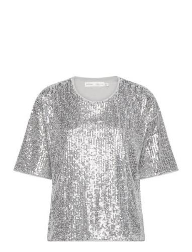Jarjariw Tshirt Tops Blouses Short-sleeved Silver InWear