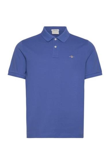 Reg Shield Ss Pique Polo Tops Polos Short-sleeved Blue GANT