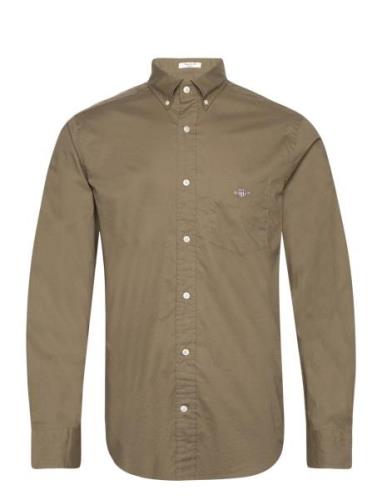 Reg Classic Poplin Shirt Tops Shirts Casual Khaki Green GANT