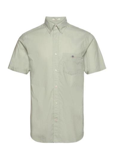 Reg Poplin Ss Shirt Tops Shirts Short-sleeved Green GANT