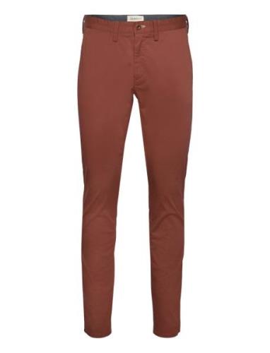 Slim Twill Chinos Bottoms Trousers Chinos Brown GANT