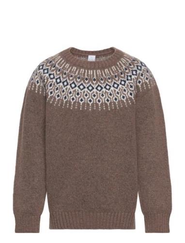 Sweater Knitted Fairisle Tops Knitwear Pullovers Brown Lindex