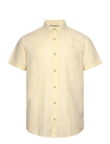 Jjesummer Linen Blend Shirt Ss Sn Tops Shirts Short-sleeved Cream Jack...