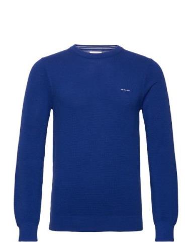 Cotton Pique C-Neck Tops Knitwear Round Necks Blue GANT