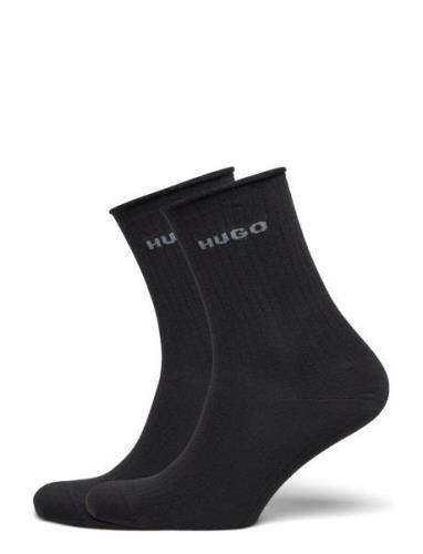 2P Qs Fine Rib Cc W Lingerie Socks Regular Socks Black HUGO