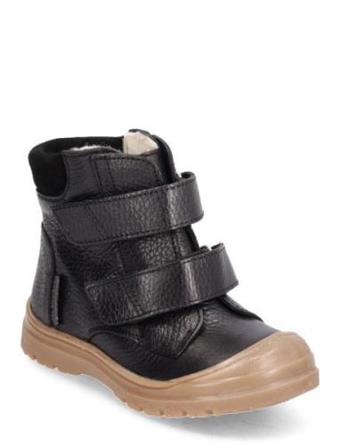 Boots - Flat - With Velcro Talvikengät Tarroilla Black ANGULUS