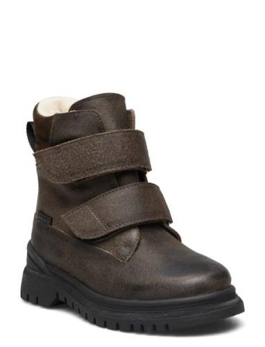 Boots - Flat - With Velcro Talvikengät Tarroilla Brown ANGULUS