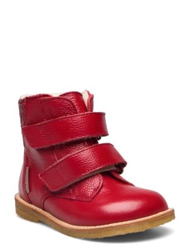 Boots - Flat - With Velcro Talvikengät Tarroilla Red ANGULUS